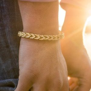 Dobe Street Yellow Gold Iced Out Franco Bracelet